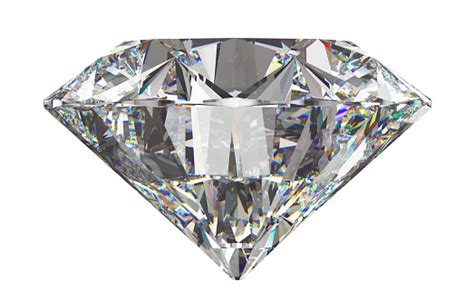 Side View Of Round Diamond With Isolated On White Stock Photo ...