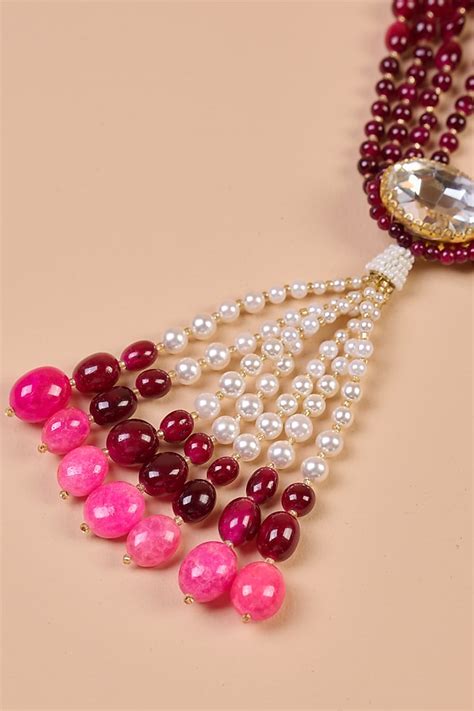 Maroon Pearl Four-Layered Mala Design by TASVA at Pernia's Pop Up Shop 2024
