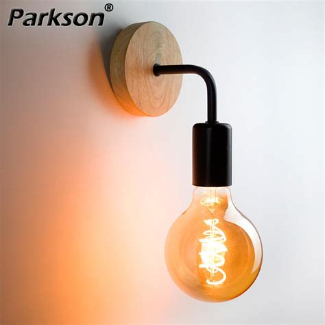 Дерев'яна настінна лампа Vintage Sconce настінні світильники E27 110V ...