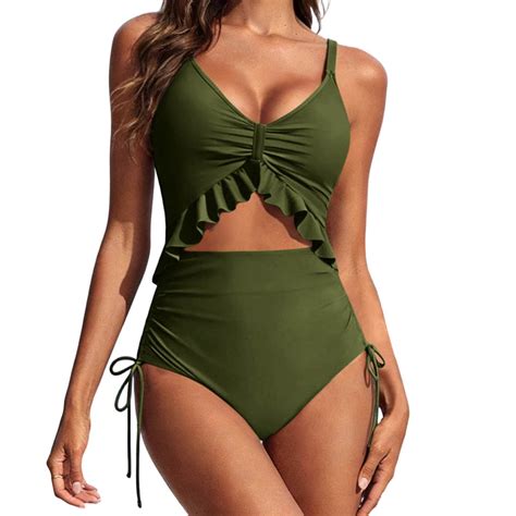 Stamzod Women Tummy Control One Piece Swimsuit Push Up Bathing Suits