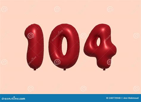Red Helium Balloon 3D Number 104 Vector Illustration | CartoonDealer ...