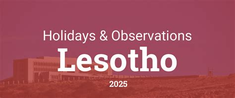 Holidays and Observances in Lesotho in 2025