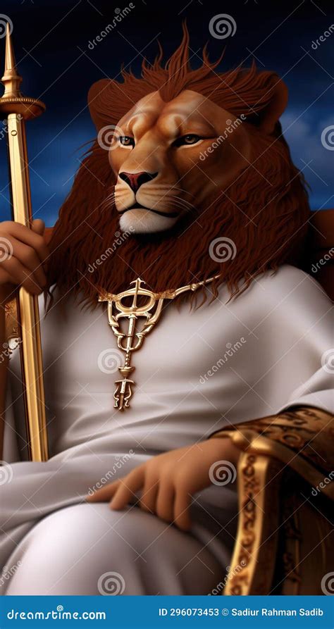 Lion King in a Gold Crown. 3D Illustration Stock Illustration ...