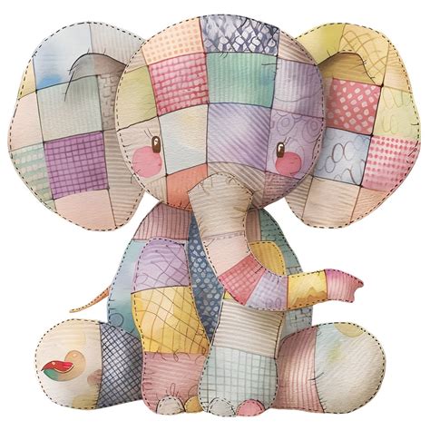 patchwork elephant clipart digital  png watercolor clipart