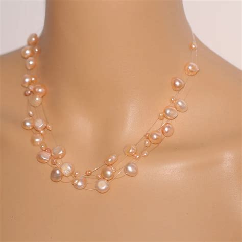 Fashion freshwater pink pearl necklace jewelry for women multi strand ...