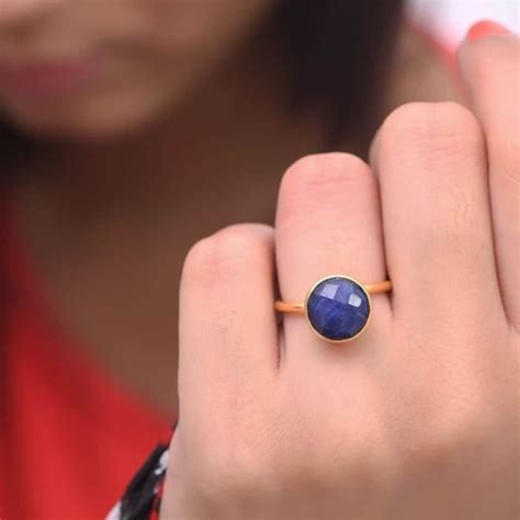 Sapphire Ring Round Shape Ringgemstone Ringgold Plating - Etsy