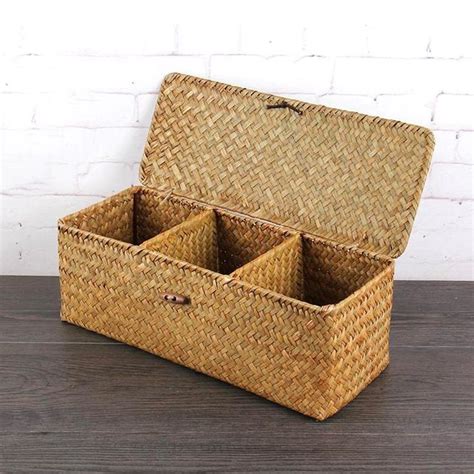 hand woven wicker storage baskets  dividers hemp storage