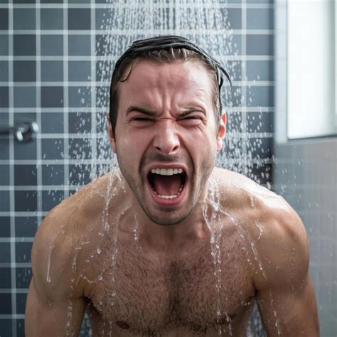 A man is screaming in the shower 57009001 Stock Photo at Vecteezy