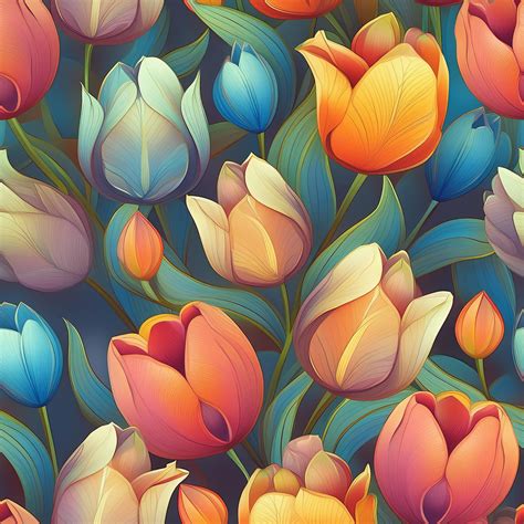 seamless tulip floral art print  stock photo public domain pictures