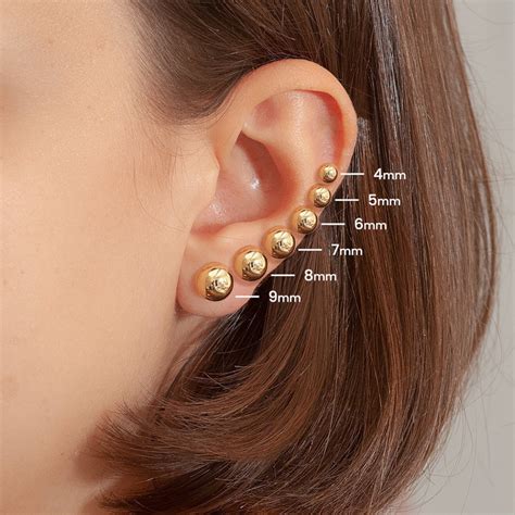 Ball Stud Earrings, High Polish Solid Gold 4mm 9 Mm Round Ball Post ...