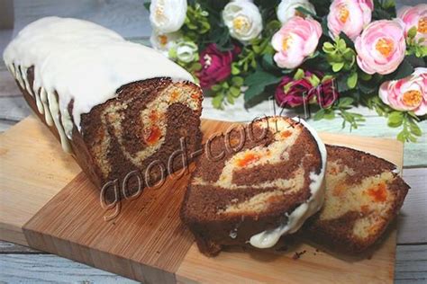 Мраморный кекс с курагой и шоколадом. Рецепт приготовления