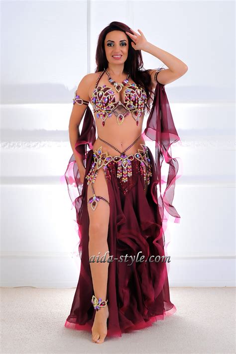 Burgundy Belly Dance outfit - Aida Style