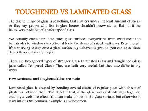 PPT - TOUGHENED VS LAMINATED GLASS PowerPoint Presentation, free