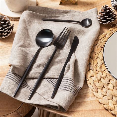 Matte Black 24pcs Flatware Stainless Steel | Etsy