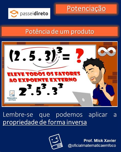 Potencia De Um Produto - Potenciação (potência de um produto) - Matemática