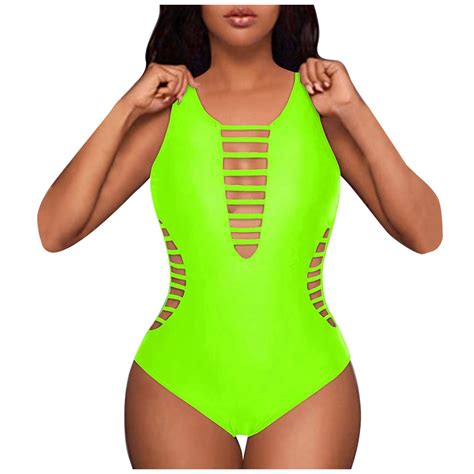 "Women's Neck Swimsuit Color Straps Open Back Triangle Design" Sexy