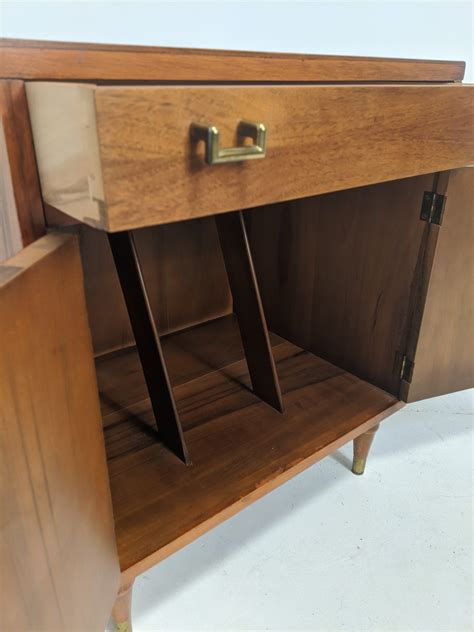mid century modern walnut record album storage cabinet epoch