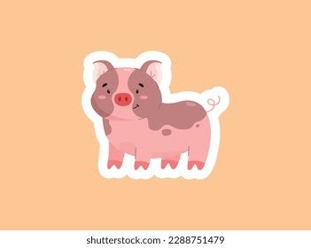 Cute Standing Pink Pig Spots Sticker Stock Vector (Royalty Free ...