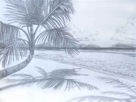 Beach Pencil Drawing at GetDrawings | Free download