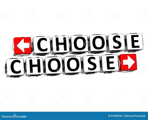 3D Choose Choose Button Click Here Block Text Stock Photo - Image of ...