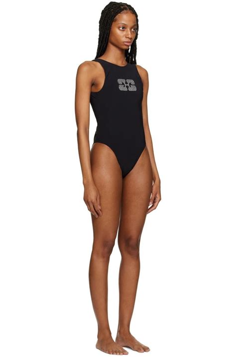 GANNI Sporty One-Piece Swimsuit - Black | Garmentory