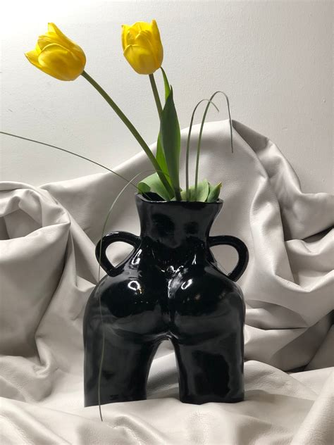 Female Curvy Cheek Body Vase Art Piece Black Booty Decorative Planter