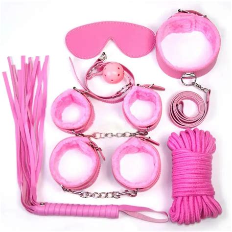 7pcs SM Set Plush Toys Leather Adlut Sex Toys Bondage Couples Slave ...