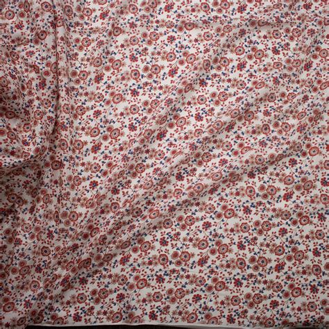 Cali Fabrics Fuchsia, Red, and Rust Retro Floral Cotton Lawn Fabric by