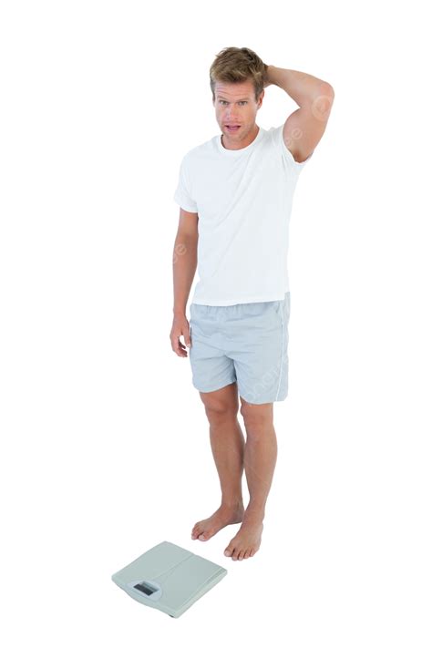 Mans Astonishment Upon Seeing Weight On Scale Portrait Surprised