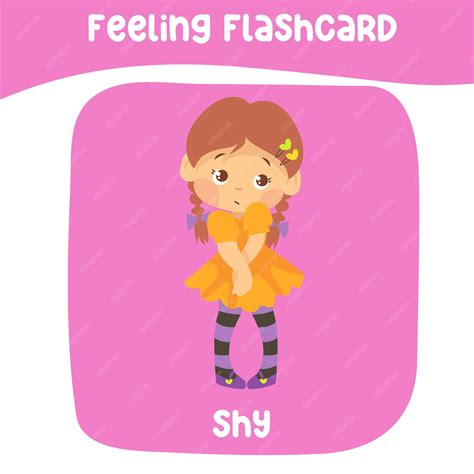 Premium Vector | Feeling shy flashcard for kids learning feelings and