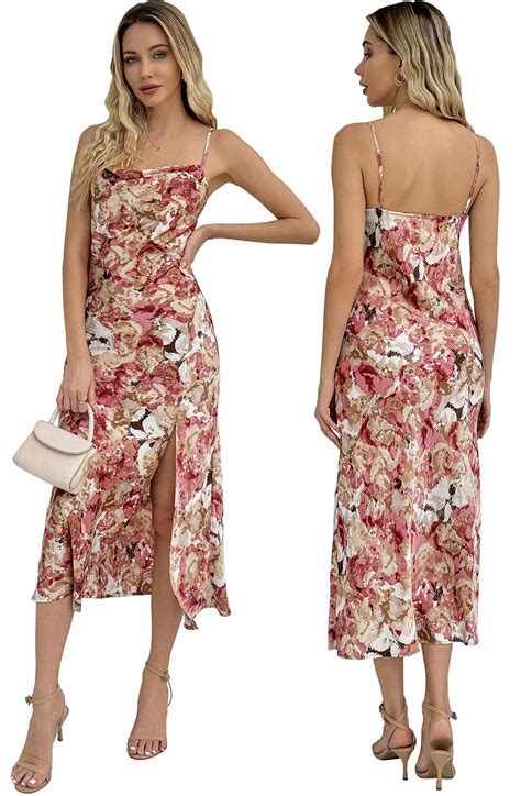 UTNISAN Wedding Guest Dress for Women Spaghetti Strap Satin Slip