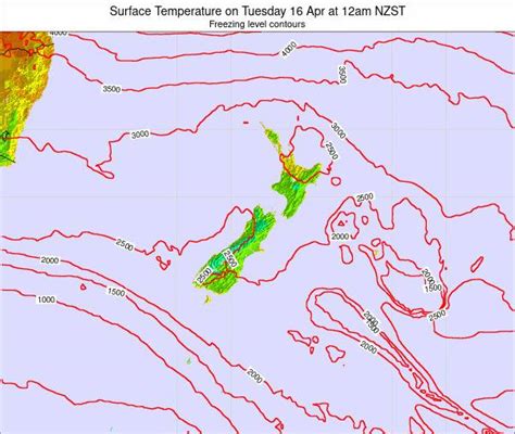 New Zealand Surface Temperature on Friday 27 Aug at 12am NZST