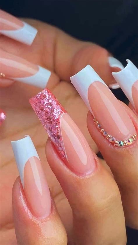 Francesinha Rosa Com Branco - /rosa / branco/ francesinha sorriso/ francesinha rosa/ gliter rosa ...