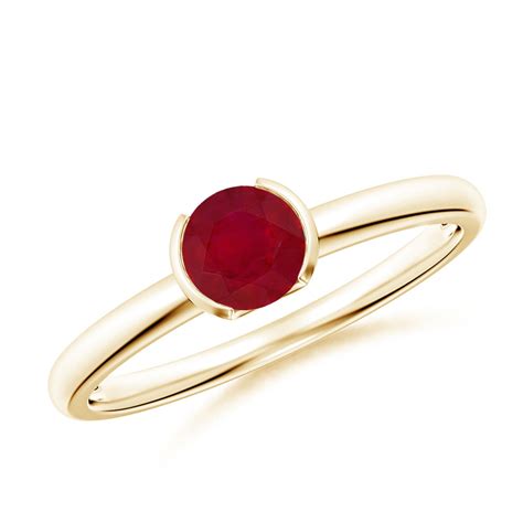 ANGARA Natural Semi Bezel-Set Ruby Solitaire Engagement Ring in 14K