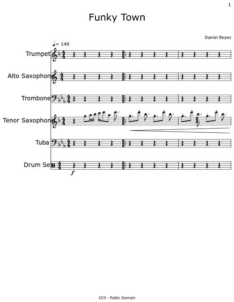 Funky Town - Sheet music for Trumpet, Alto Saxophone, Trombone, Tenor