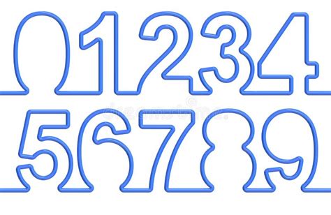 Set of Numbers from Single-line Font. 3D Rendering Stock Illustration ...