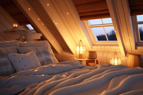 Premium AI Image | Sitting area in the attic of the house