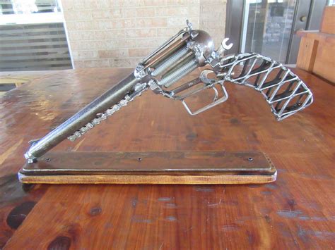 welded revolver sculpture welded art  firing metal art etsy uk