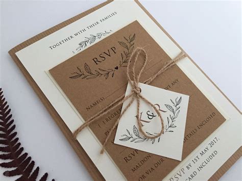 woodland rustic wedding invitation bundle invitation kraft twine