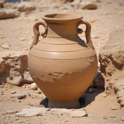 A clay pot is sitting on the ground with the number 1 on it | Premium ...