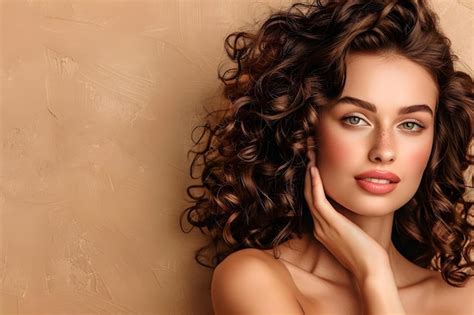 Premium Photo | Radiant brunette with beautiful curls flaunts vibrant ...
