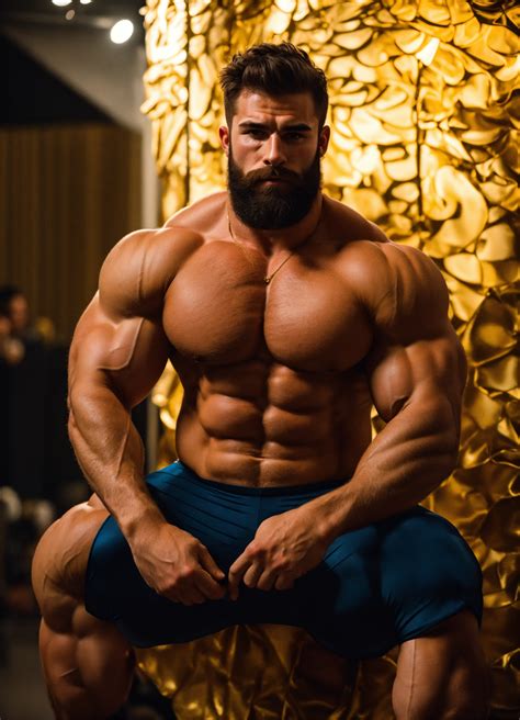 Lexica - 30-year-old hairy man with big muscles, big bodybuilder, body