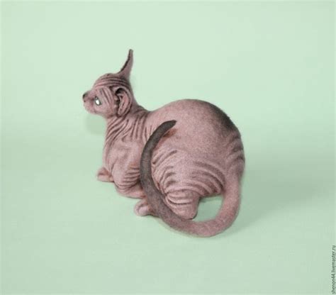 Купить Клео - розовый, кошка, Сфинкс, валяная игрушка, домашние ...