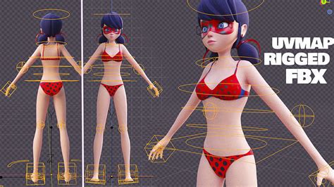 3D model Miraculous LadyBug Swim Suit Animated Rigged VR / AR / low ...