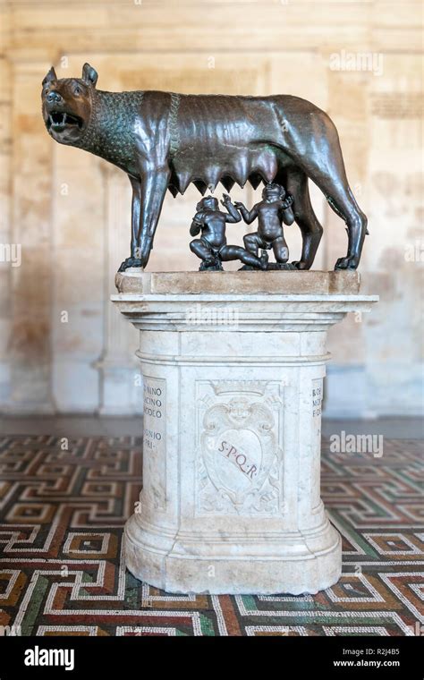 The Capitoline Wolf, a 11th to12th century bronze sculpture depicting a ...