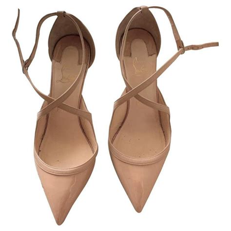 Christian Louboutin Nude heels shoes EU 38 Beige Leather ref.136833