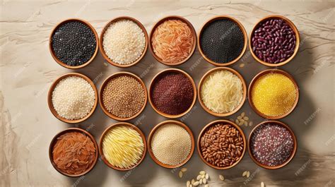 Premium AI Image | different types of grains with different color top ...