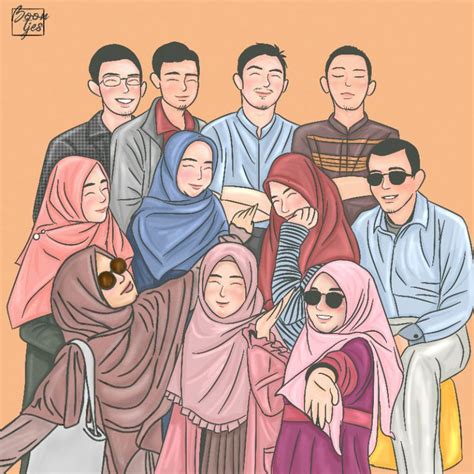 jual ilustrasi sketsa wajah sahabat  keluarga kado persahabatan