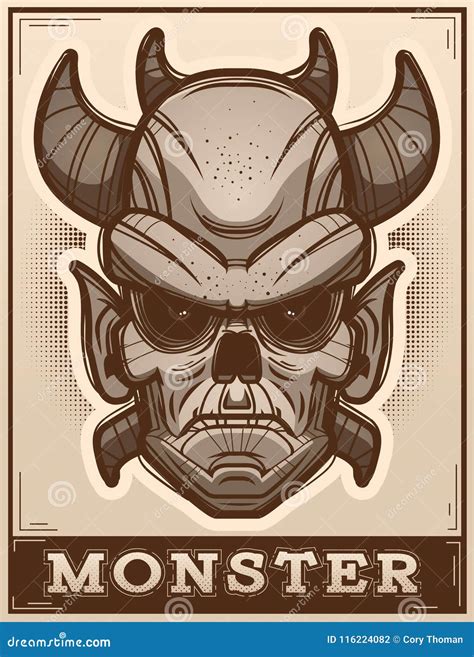 demon poster illustration stock vector illustration  monster