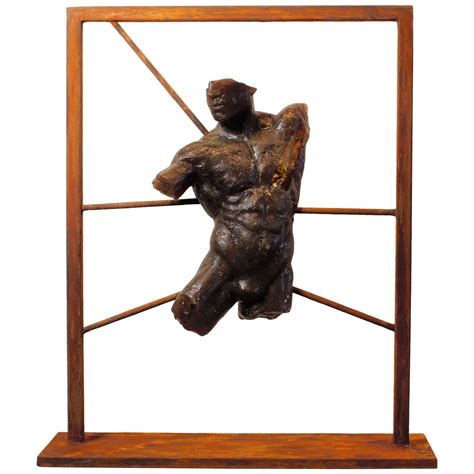 Classical Roman Torso in Resin Imitating Marble on Iron Pedestal at 1stDibs